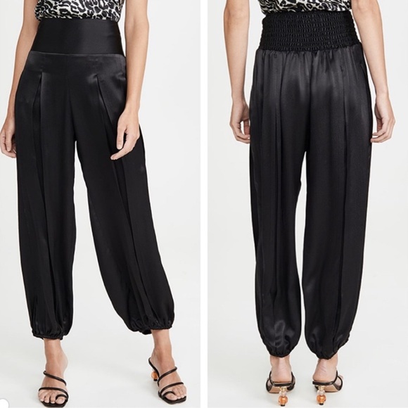 Nili Lotan Ibiza Hammered Silk High Waisted Harem Slouchy Pants Womens Small - Picture 1 of 6